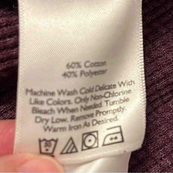 Eddie Bauer Waffle Knit Purple Long Sleeve Women's V-Neck Top Size Medium - Picture 13 of 14